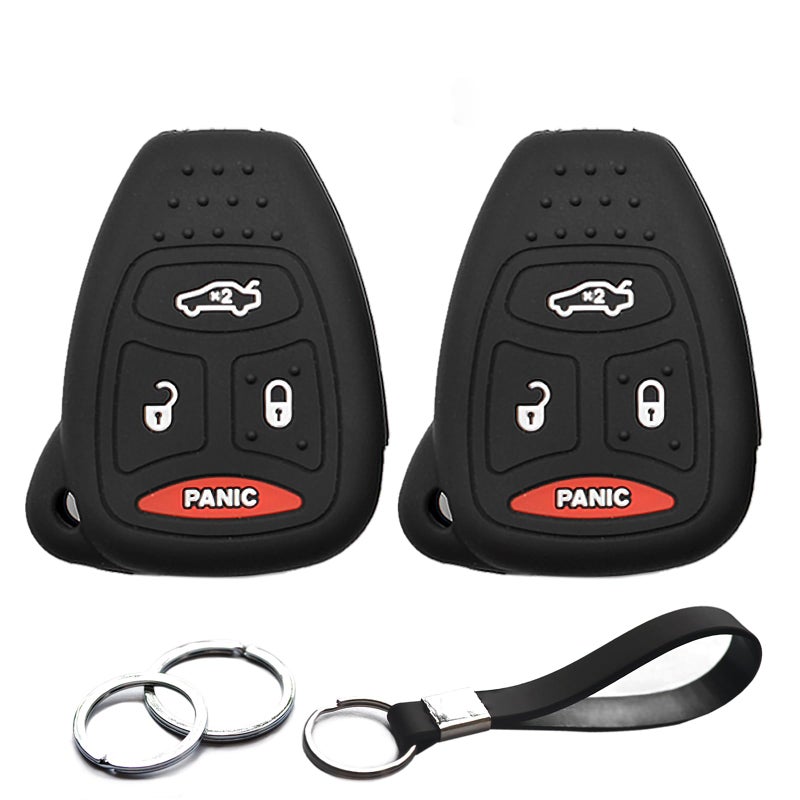 INFIPAR 2pcs Compatible with Jeep Commander Grand Cherokee Liberty Dodge Avenger Charger Durango Magnum Chrysler 200 300 PT Cruiser Key FOB Cover Case Protector Holder - Image 1